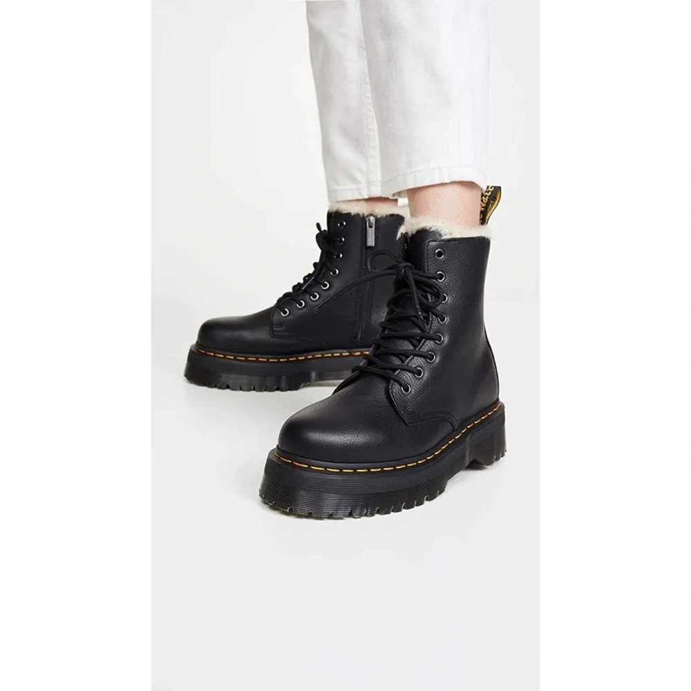 DR. MARTENS Jadon Leather Faux Fur Lined Platform Boots US Size 8M - 9L
